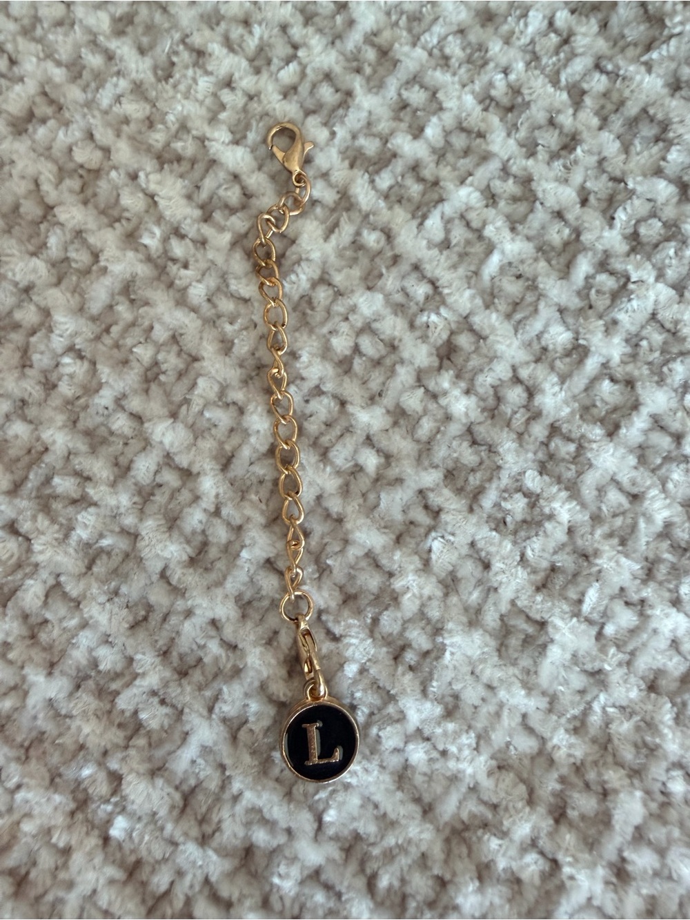 Gold Initial 'L' Dangle Bag/Purse Charm - Black Enamel